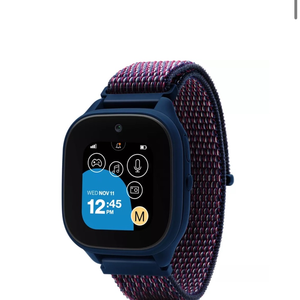 Smart Wearable Watch with Blue and gray Strap